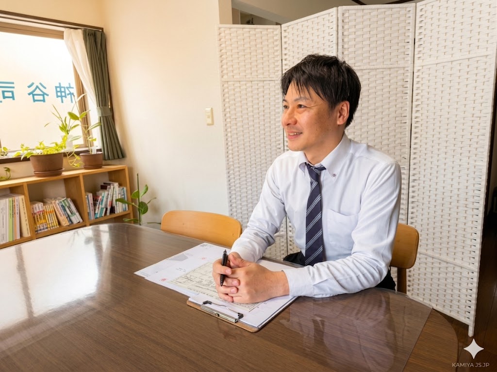 静岡県磐田市での相続・遺産整理・遺言・成年後見の相談なら 司法書士神谷忠勝事務所 代表：神谷忠勝（個別相談の様子）